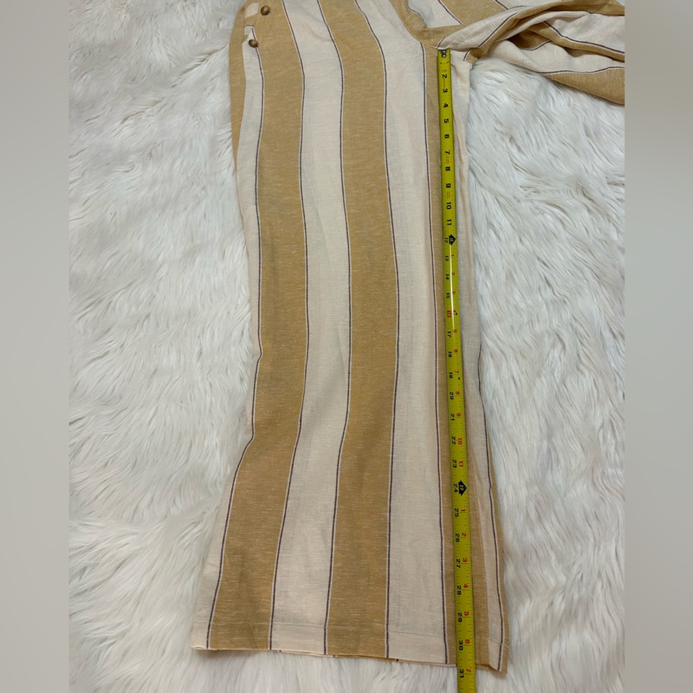 ROXY ADRIAN WIDE LEG LINEN BLEND PANTS AMBER GOLD STRIPE SIZE 31 NWT - Picture 8 of 12